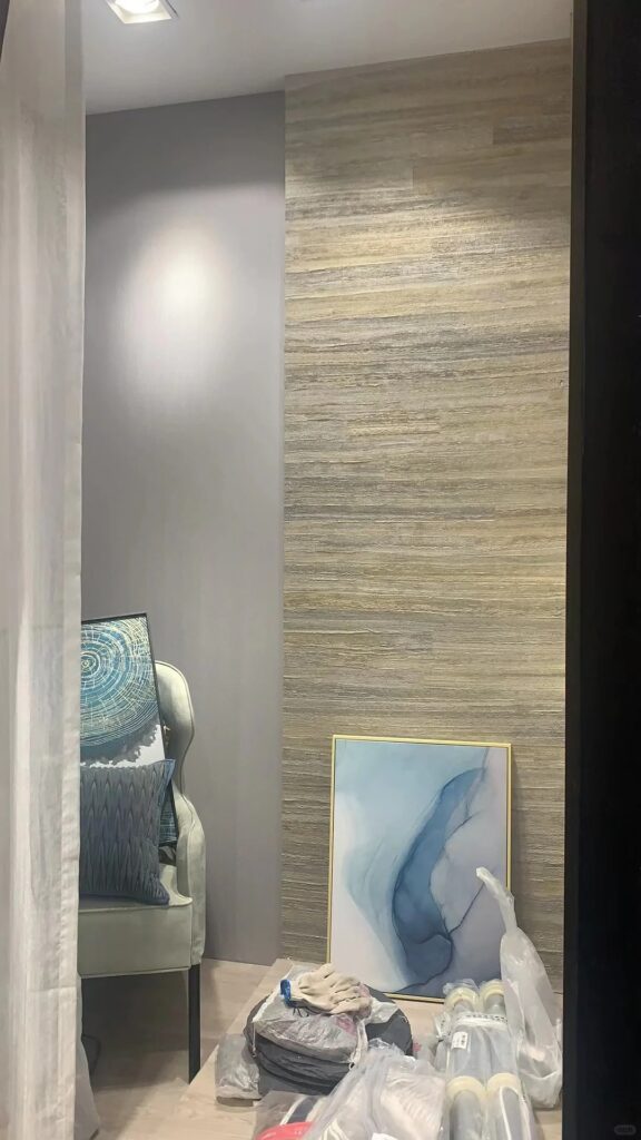 Grasscloth wallpaper bedroom