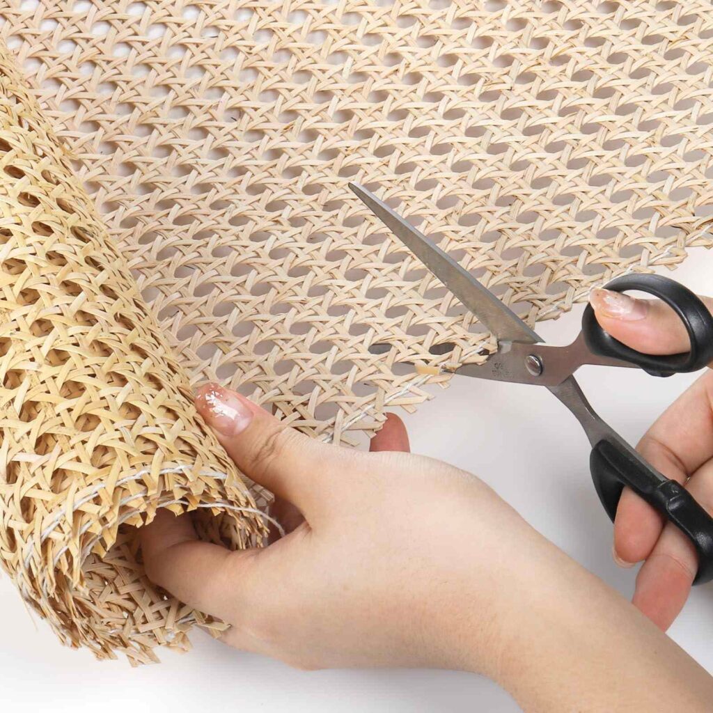 Cutting the rattan webbing