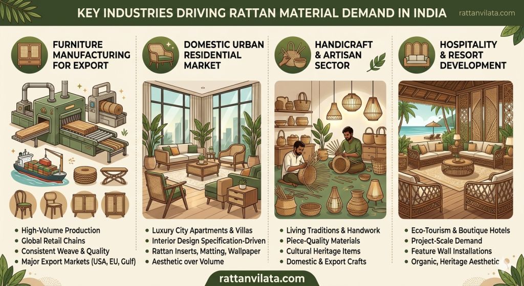 Core Industries Driving Rattan Materials Demand in India